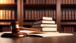 Justice law and legal concept, Law and justice theme, A judge's gavel sits on a desk in a law office stock images 