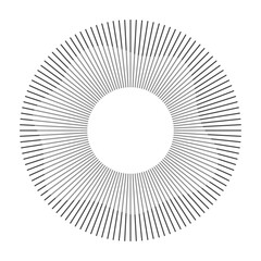 Wall Mural - circular frame. round shape. radial concentric lines. gray ring of short thin rays with wavy silhoue