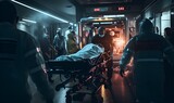 Fototapeta  - victims taken in ambulances, ai generative