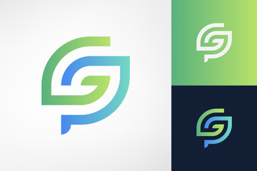 the gp organic letter logo consists of two simple and modern leaf shapes. they intertwine to form a 