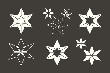 Wall Mural - Set of retro futuristic star shapes. Y2k 2000s style sparkle icons. Vector templates for poster, logo, icon, banner, business card decoration