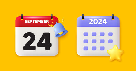 Canvas Print - 24th day of the month icon. Calendar date 3d icon. Event schedule date. Meeting appointment time. 24th day of September month. Calendar event reminder date. Vector