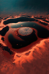 Wall Mural - Awe-inspiring landscape of red planet, fantastical terrain complete with jagged mountains and craggy rocks