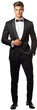 © Diana - Handsome young white man groom with wedding black suit and bow tie isolated on white background