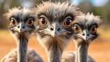 Fototapeta Zwierzęta - Group of Emu birds in the wild