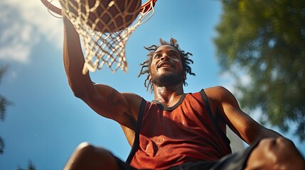 Wall Mural - Man playing in basketball