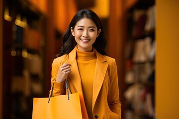 Wall Mural - asian woman shopping