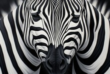 An Abstract, Surrealist Portrait Featuring Two Zebras Morphing Into One Another, Their Stripes Intertwining Like A Hypnotic Optical Illusion.