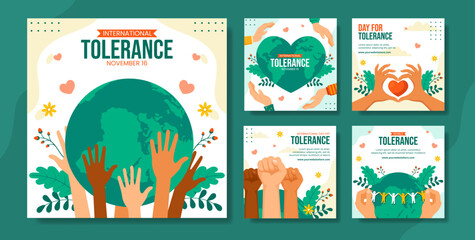 Wall Mural - Day for Tolerance Social Media Post Flat Cartoon Hand Drawn Templates Background Illustration