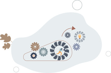 Teamwork gears as business cooperative machinery.process acceleration concept.flat vector illustration