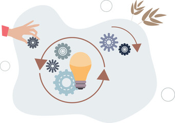 Teamwork gears as business cooperative machinery.idea concept.flat vector illustration