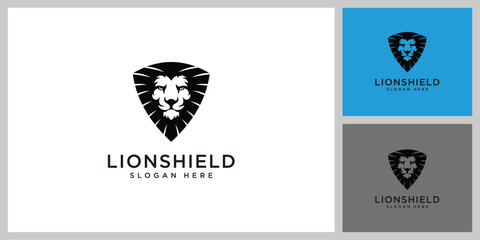 Wall Mural - lion head shield logo vector design