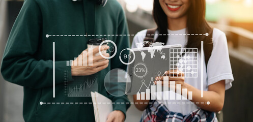 Wall Mural - financial report data of business operations balance sheet and income statement as fintech concept. 