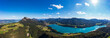 Austria, Salzburger Land, Fuschl am See, Drone panorama of Fuschl Lake and surrounding landscape in summer