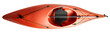 Orange crossover kayak isolated on transparent with a clipping path