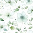 © Natart - Seamless floral pattern with white anemones and green leaves. Vector illustration. Floral background.