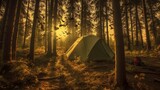 Fototapeta Przestrzenne - Camping in the forest