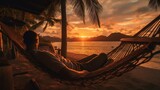 Fototapeta Przestrzenne - Hammock on the beach