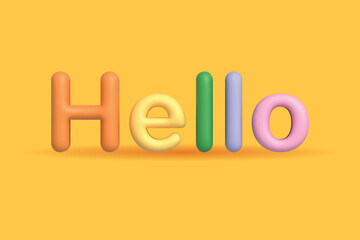 Hello word 3d design cartoon style vector illustration with colorful color for element