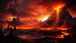 Volcano lava magma background illustration