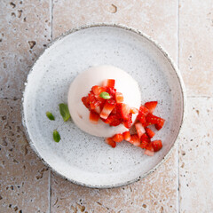 Wall Mural - Homemade strawberry panna cotta