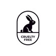 Animal cruelty free line icon. Not tested on animals with rabbit silhouette label. Vector illustration.