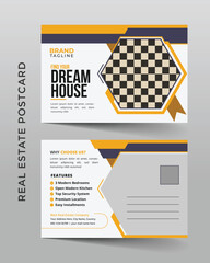 Wall Mural - Corporate real estate postcard template design, real estate postcard layout, corporate real estate banners, poster and leaflets design