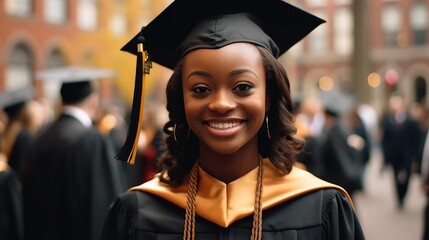 Canvas Print - Young African American woman graduating from high school or university.