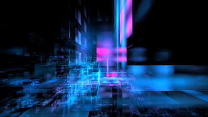 Wall Mural - technology abstract futuristic light future science background. concept blue tech perspective digita