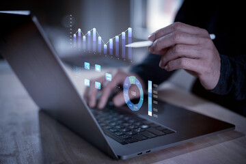 DevOps software development and IT operations programer development concept with dev and ops icon computer screen project manager operation sysadmin.working in agile methodology environment