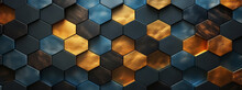 Metallic Abstract Pattern With Colored Hexagons - Generative Ai