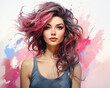 © aviavlad - Watercolor illustration modern fashionable youth women's hairstyles