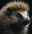 porcupine close up. Professional studio portrait of a hedgehog. generative AI