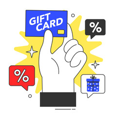 Sticker - Black friday. Shopping with a gift card. Offline and online shopping