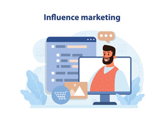 Wall Mural - Influencer marketing. Digital promotion in social networks. Website