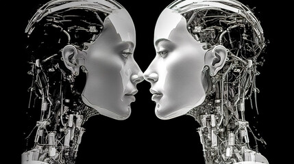 Canvas Print - connection of the robot in human emotions such as companionship and support