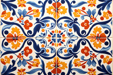 Close Up Pattern Of Traditional Mexican Ceramic Tile