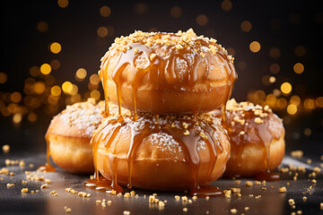 Wall Mural - Donuts with caramel and nuts