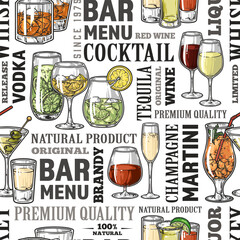 Wall Mural - Alcohol assortment seamless pattern colorful