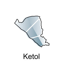 map City of Ketol vector design template, national borders and important cities illustration