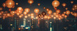Decorative Festive Paper Lantern On A Blurred City Background Created Using Artificial Intelligence