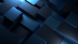 Fototapeta  - Futuristic blue digital geometric technology cube background banner illustration 3D - Glowing blue shape texture wall