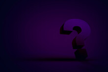 Question Mark In Front Of A Dark Purple And Pink Color Wall Background