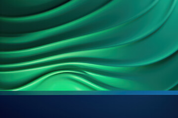 Canvas Print - Vibrant Dimensions: Abstract 3D Rendering in Green and Blue, a Mesmerizing Interplay of Colors and Depth