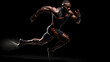 © Keitma - A strong athletic, man sprinter, running on black background wearing in the sportswear, fitness and sport motivation concept