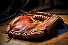 Photo Of A Baseball Glove Resting On A Rustic Wooden Table