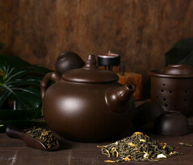 Canvas Print - traditional tea ceremony teapot on the table