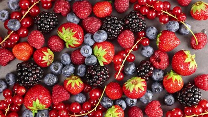 Wall Mural - fresh ripe summer berries strawberries, blackberries, blueberries