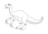 Fototapeta Dinusie - Black and White Therizinosaurus Dinosaur Cartoon Character Vector. Coloring Page of a Therizinosaurus Dinosaur