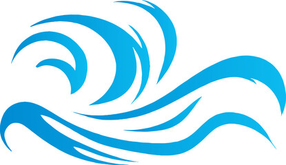  Simple vector depiction of a wave represented as a symbol on a white background